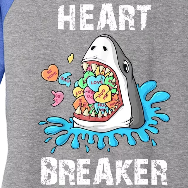 Heart Breaker Shark Funny Valentines Day Women's Tri-Blend 3/4-Sleeve Raglan Shirt