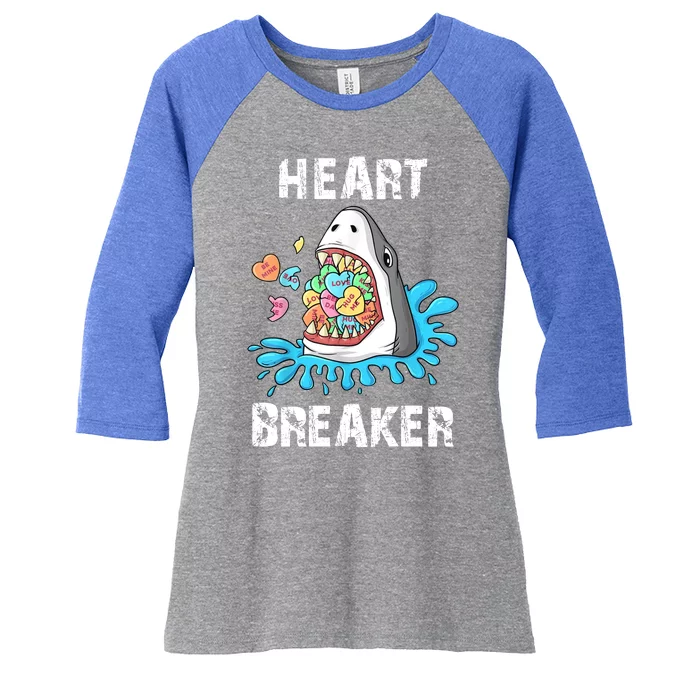 Heart Breaker Shark Funny Valentines Day Women's Tri-Blend 3/4-Sleeve Raglan Shirt