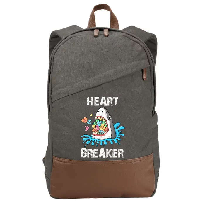 Heart Breaker Shark Funny Valentines Day Cotton Canvas Backpack