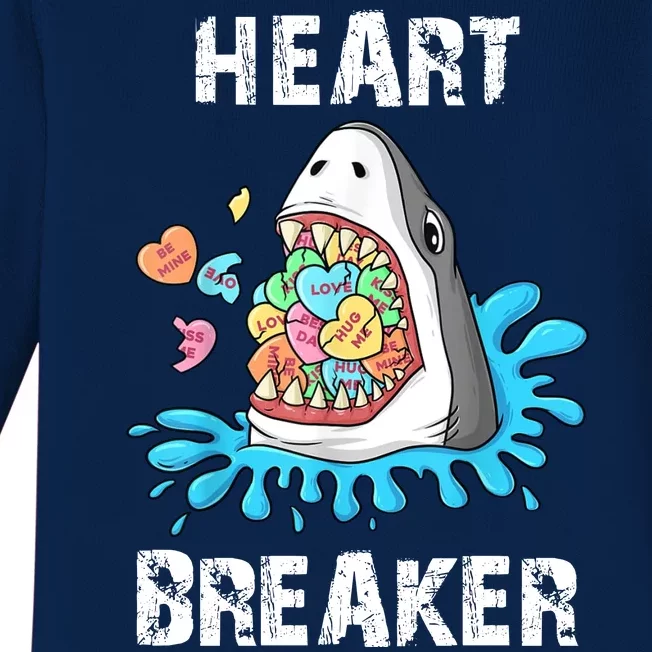 Heart Breaker Shark Funny Valentines Day Baby Long Sleeve Bodysuit