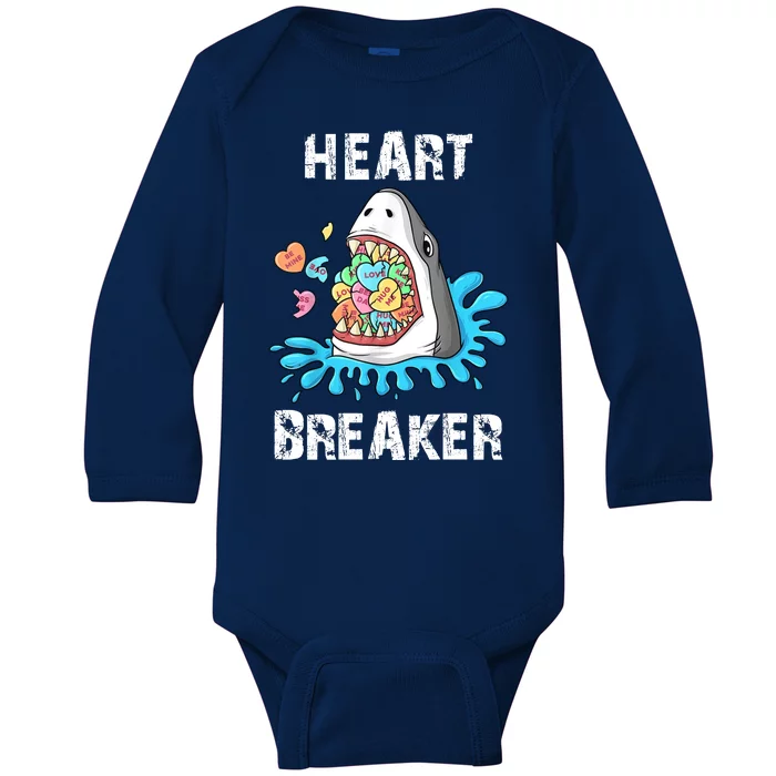 Heart Breaker Shark Funny Valentines Day Baby Long Sleeve Bodysuit