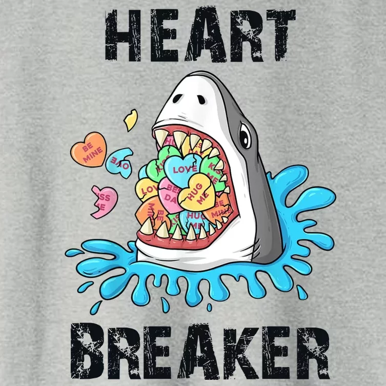 Heart Breaker Shark Funny Valentines Day Women's Crop Top Tee