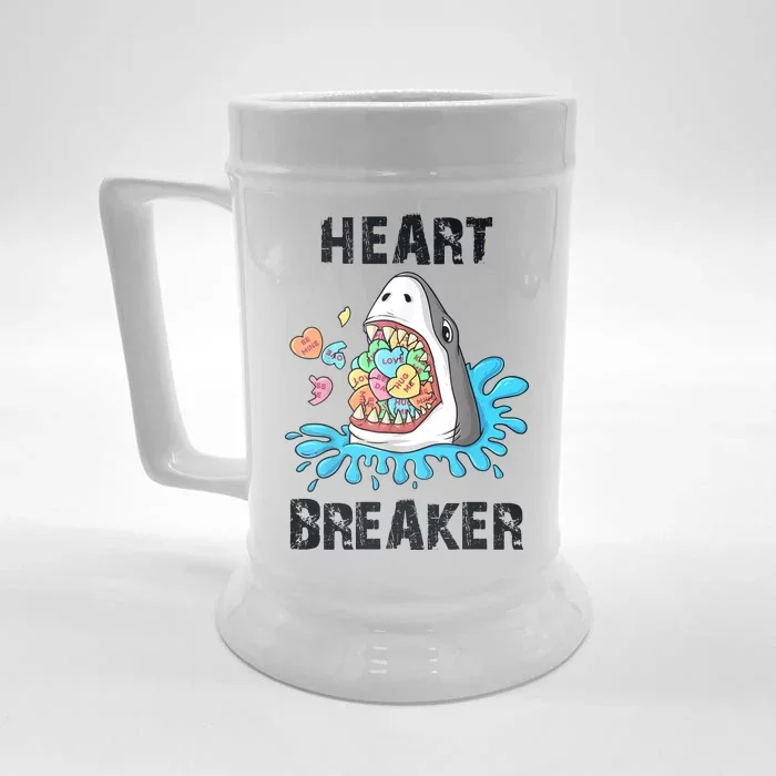 Heart Breaker Shark Funny Valentines Day Front & Back Beer Stein