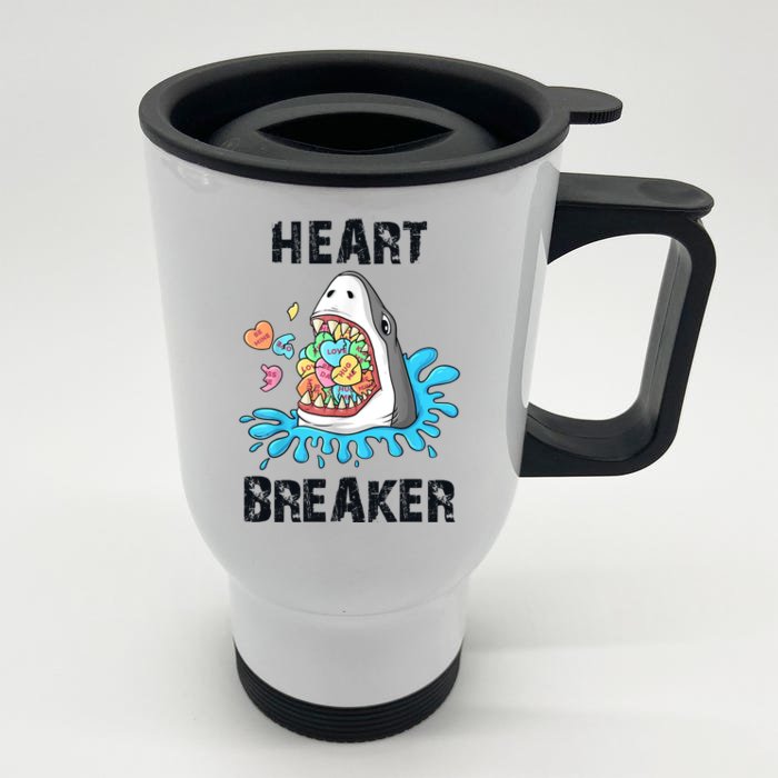 Heart Breaker Shark Funny Valentines Day Front & Back Stainless Steel Travel Mug