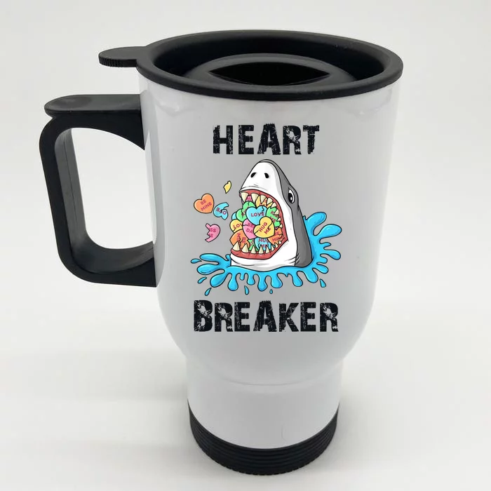 Heart Breaker Shark Funny Valentines Day Front & Back Stainless Steel Travel Mug