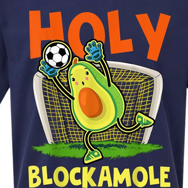 Holy Blockamole Soccer Blocker Funny Avocado Goalie Sueded Cloud Jersey T-Shirt