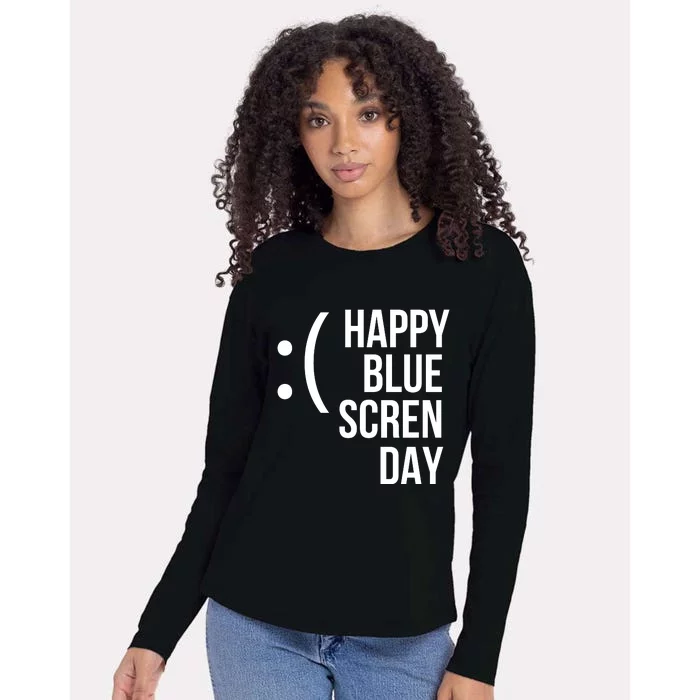 Happy Blue Screen Day Womens Cotton Relaxed Long Sleeve T-Shirt