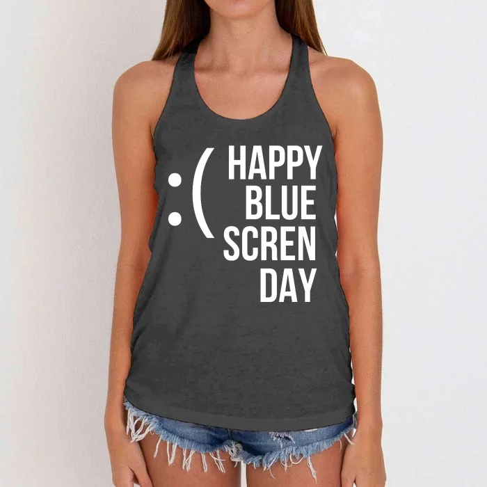 Happy Blue Screen Day Women's Knotted Racerback Tank