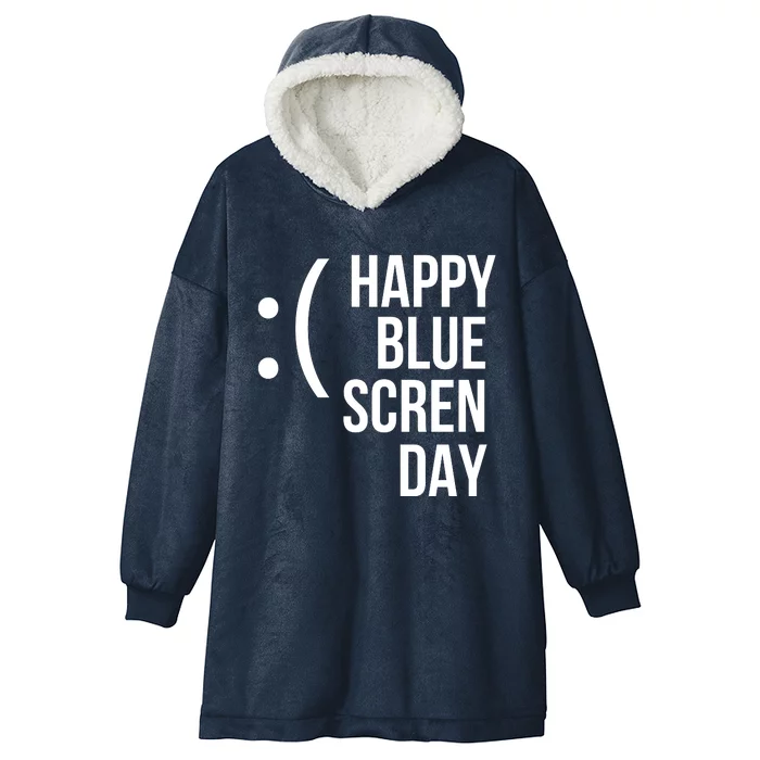 Happy Blue Screen Day Hooded Wearable Blanket