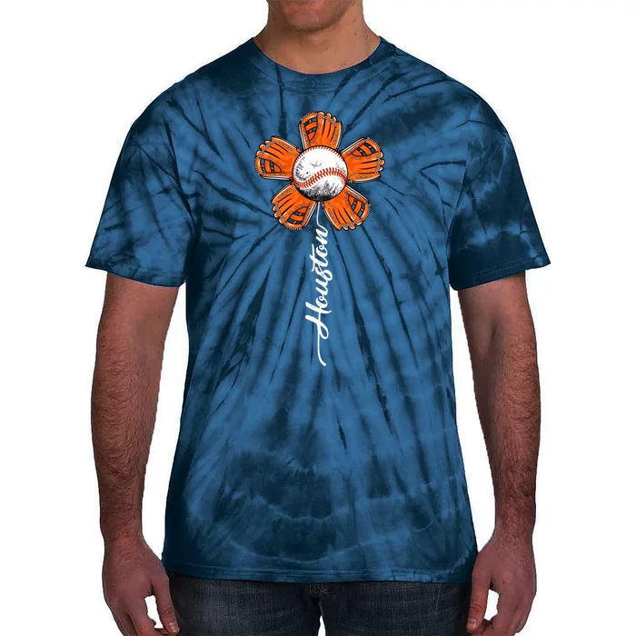 Houston Baseball Souvenir Colorful Flower Tee I Love Houston Women Tie-Dye T-Shirt