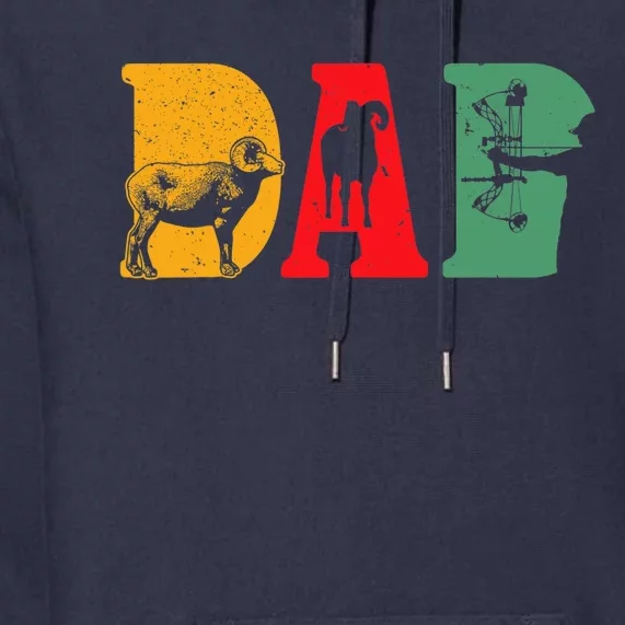 Hunting Bighorn Sheep DAD Retro Art Hunter Premium Hoodie