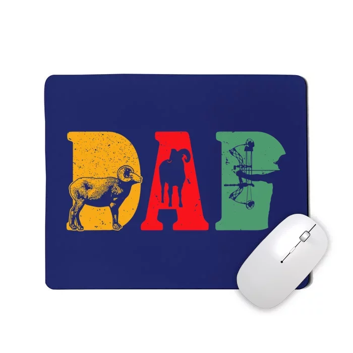 Hunting Bighorn Sheep DAD Retro Art Hunter Mousepad