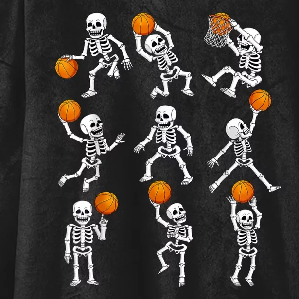 Halloween Basketball Skeletons Dunking Dribble Hooded Wearable Blanket