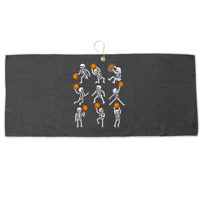 Halloween Basketball Skeletons Dunking Dribble Large Microfiber Waffle Golf Towel