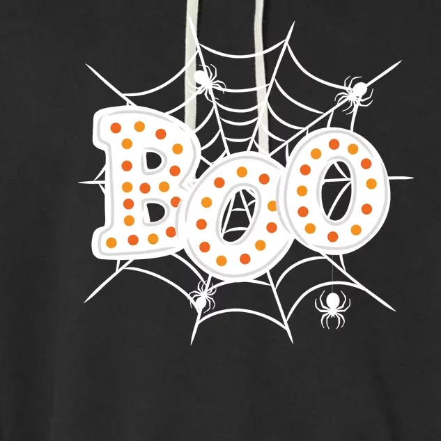 Halloween Boo Spider Web Spooky Season Garment-Dyed Fleece Hoodie