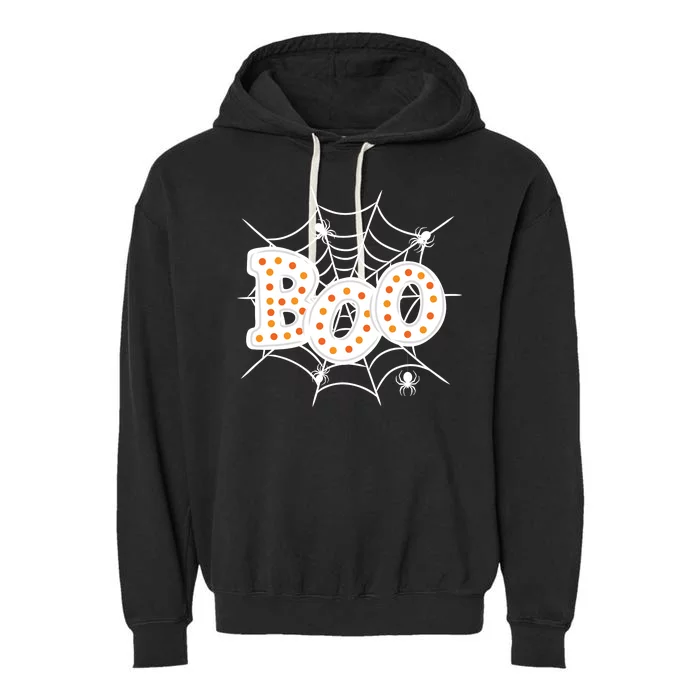 Halloween Boo Spider Web Spooky Season Garment-Dyed Fleece Hoodie