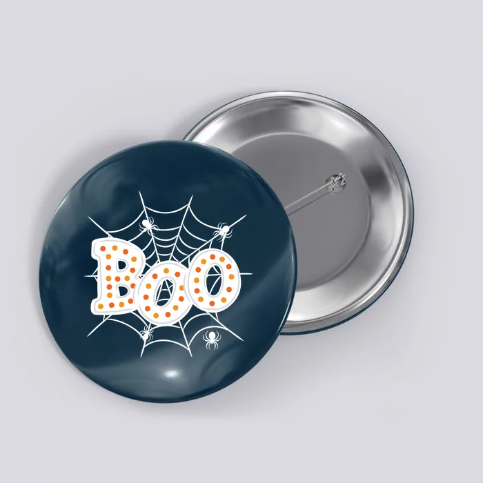 Halloween Boo Spider Web Spooky Season Button