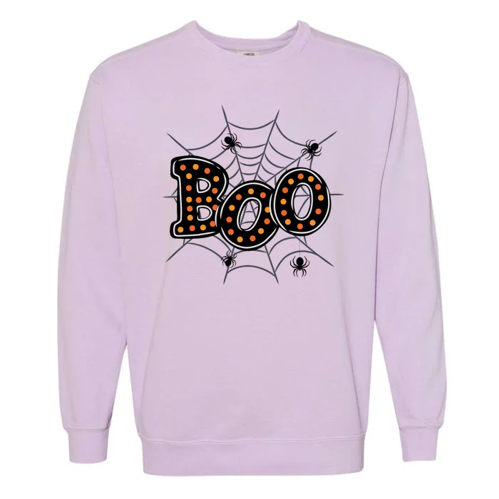 Halloween Boo Spider Web Spooky Season Garment-Dyed Sweatshirt