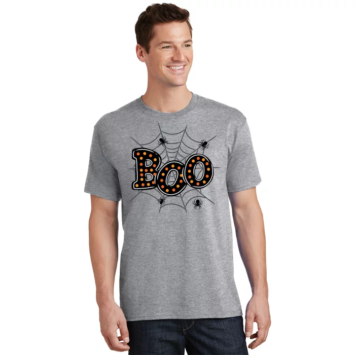 Halloween Boo Spider Web Spooky Season T-Shirt