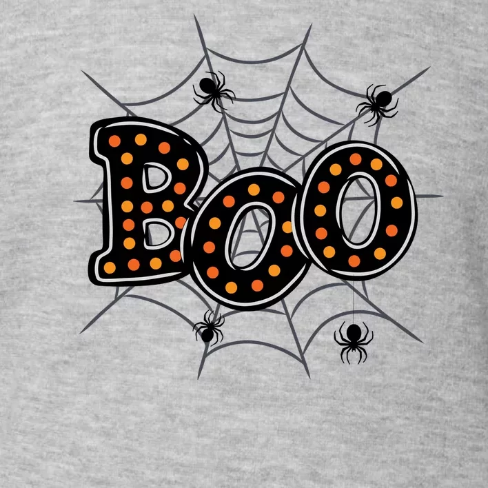 Halloween Boo Spider Web Spooky Season Toddler Sweatshirt