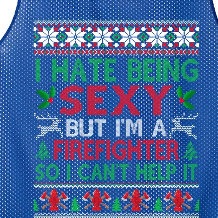 Hate Being Sexy Firefighter Christmas Ugly Sweater Gift Mesh Reversible Basketball Jersey Tank