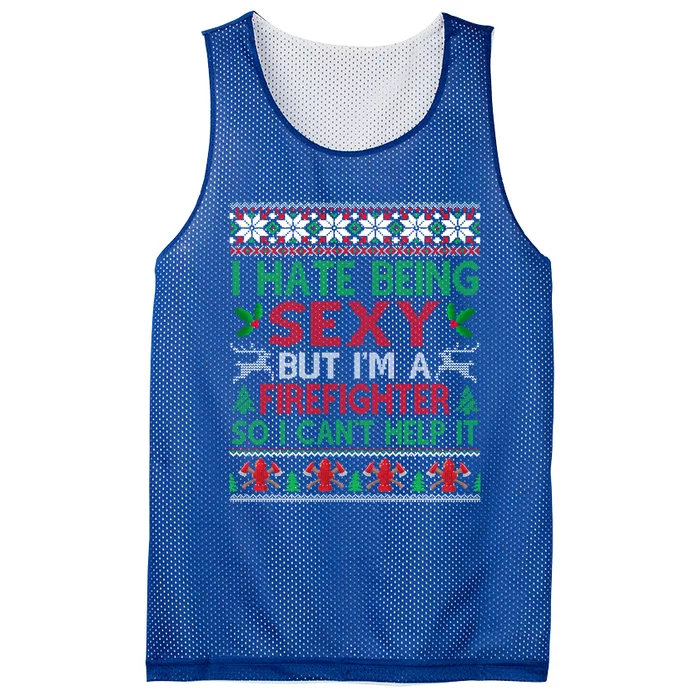 Hate Being Sexy Firefighter Christmas Ugly Sweater Gift Mesh Reversible Basketball Jersey Tank