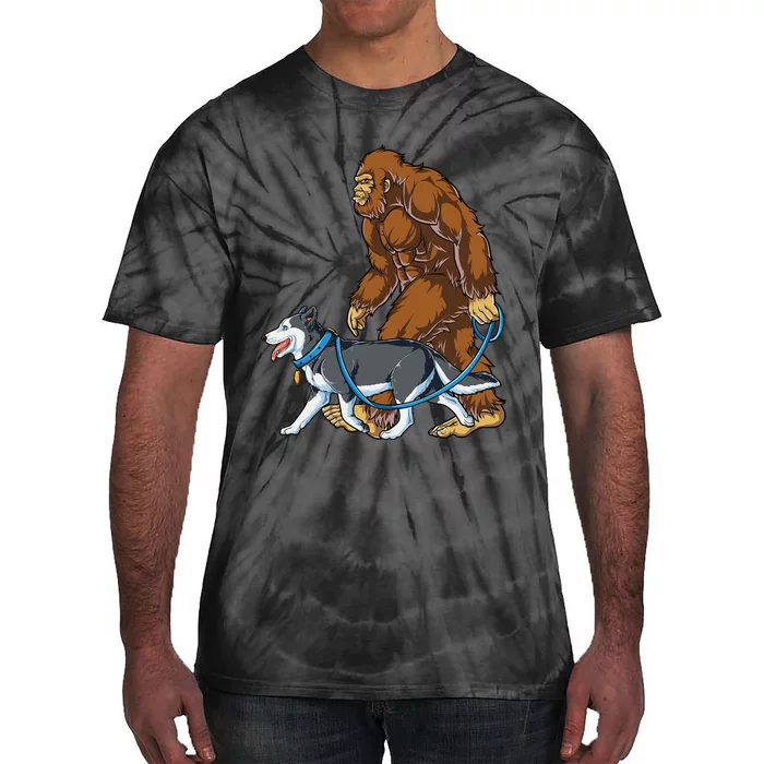 Husky Bigfoot Siberian Dog Walker Sasquatch Walking Lovers Tie-Dye T-Shirt