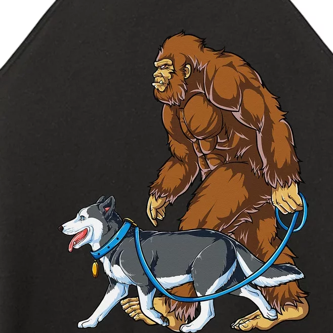 Husky Bigfoot Siberian Dog Walker Sasquatch Walking Lovers Women’s Perfect Tri Rocker Tank