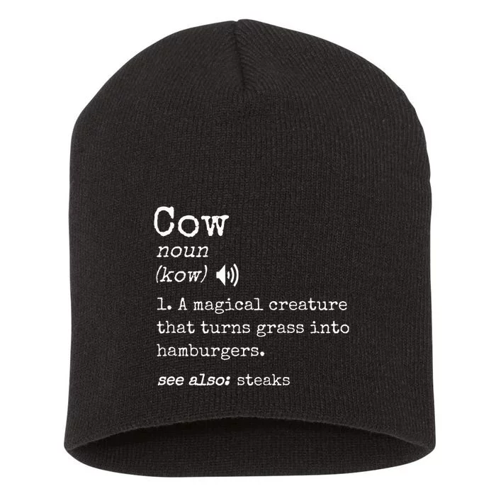 Hilarious Beef Steak Lover Funny Cow Hamburger Definition Short Acrylic Beanie