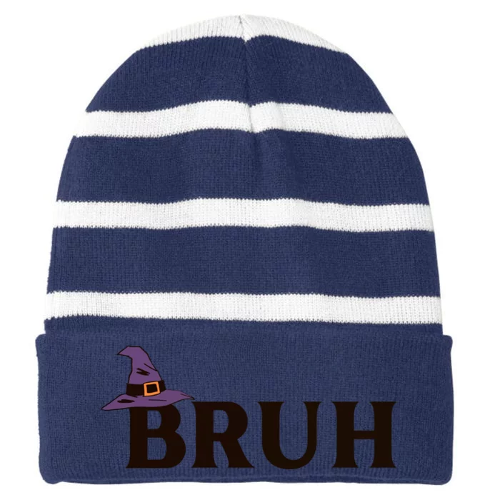 Halloween Bruh Spooky Season Witch Striped Beanie with Solid Band