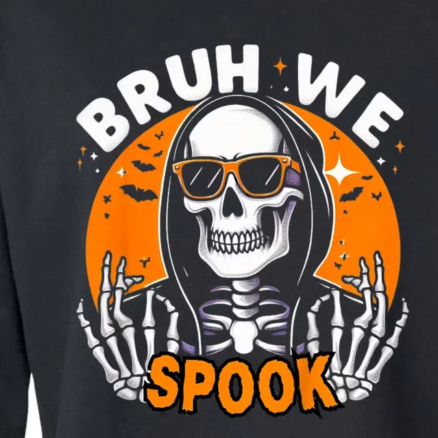 Halloween Boy Skeleton Bruh Halloween Cropped Pullover Crew