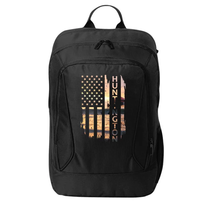 Huntington Beach Summer Sunset American Flag Meaningful Gift City Backpack