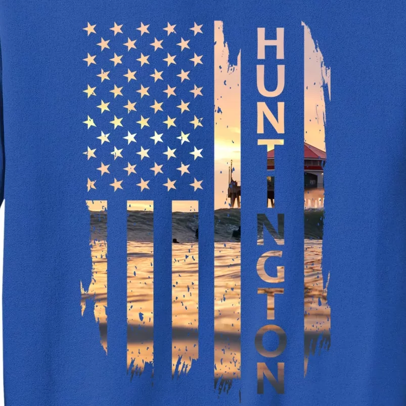 Huntington Beach Summer Sunset American Flag Meaningful Gift Sweatshirt