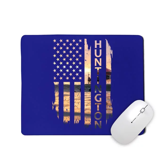 Huntington Beach Summer Sunset American Flag Meaningful Gift Mousepad