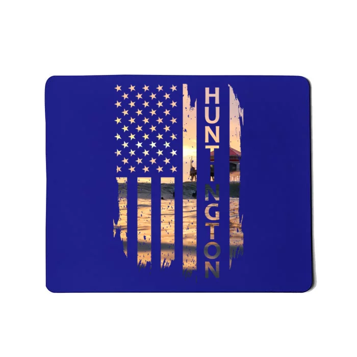 Huntington Beach Summer Sunset American Flag Meaningful Gift Mousepad