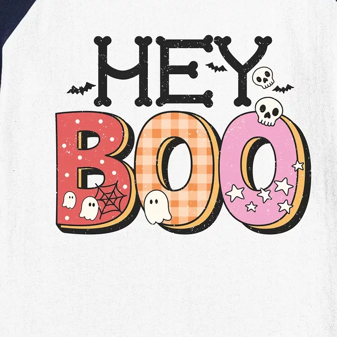 Hey Boo Spooky Halloween Creepy Ghostly Design Great Gift Baseball Sleeve Shirt