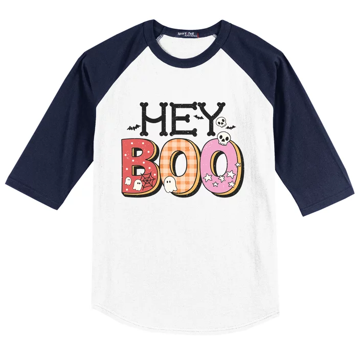 Hey Boo Spooky Halloween Creepy Ghostly Design Great Gift Baseball Sleeve Shirt