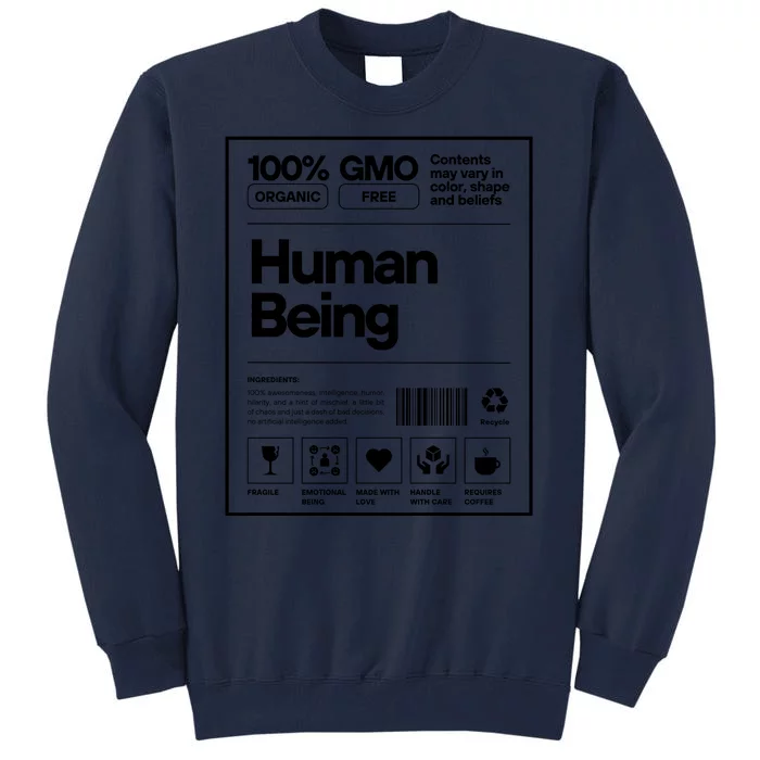 Human Being Science Ingredients Medical Label Tall Sweatshirt