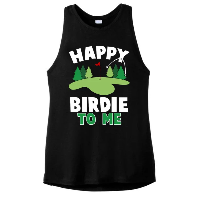 Happy Birdie To Me Golfing Ladies Tri-Blend Wicking Tank