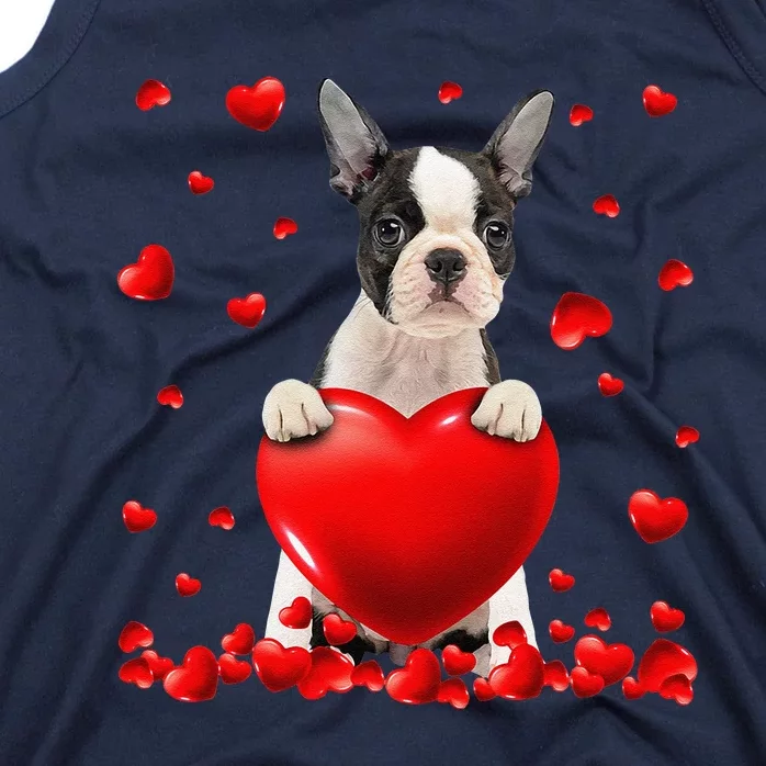 Heart Boston Terrier Dog Lover Christmas Valentines Day Tank Top