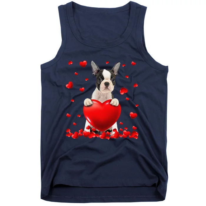 Heart Boston Terrier Dog Lover Christmas Valentines Day Tank Top