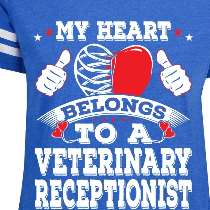 Heart Belongs To A Veterinary Receptionist Valentines Day Meaningful Gift Enza Ladies Jersey Football T-Shirt