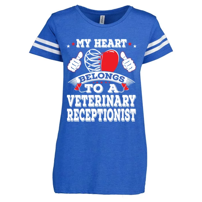 Heart Belongs To A Veterinary Receptionist Valentines Day Meaningful Gift Enza Ladies Jersey Football T-Shirt