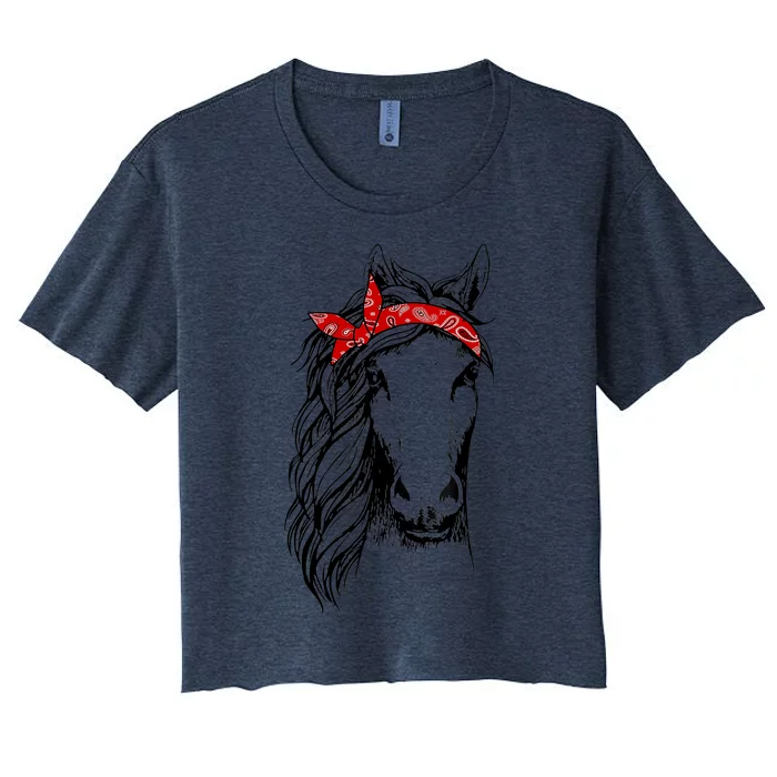 Horse Bandana T for Horseback Riding Horse Lover Women's Crop Top Tee