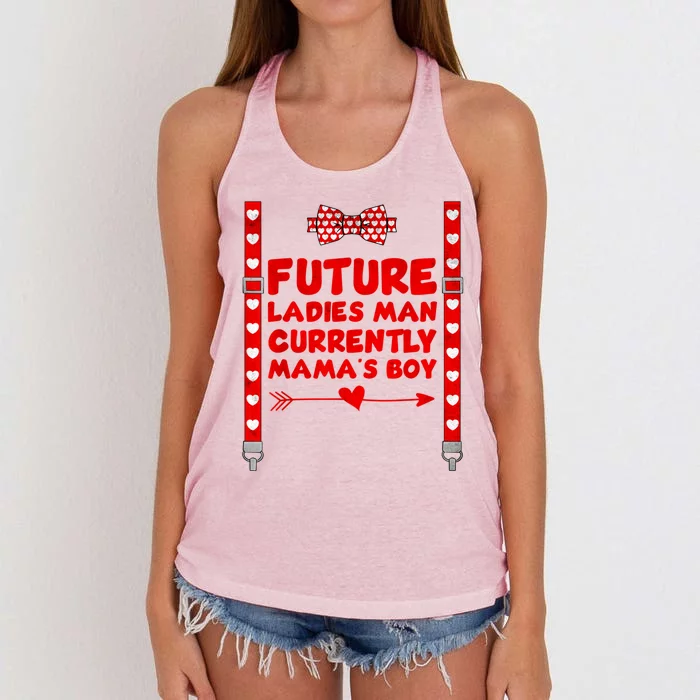 Hearts Bow Tie & Suspenders Valentines Day Women's Knotted Racerback Tank