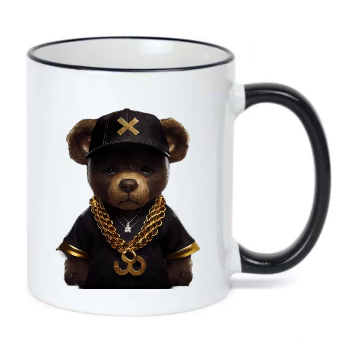 Hipster Bear Thug Black Color Changing Mug