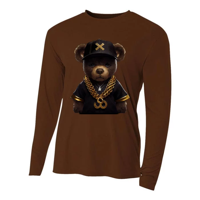 Hipster Bear Thug Cooling Performance Long Sleeve Crew