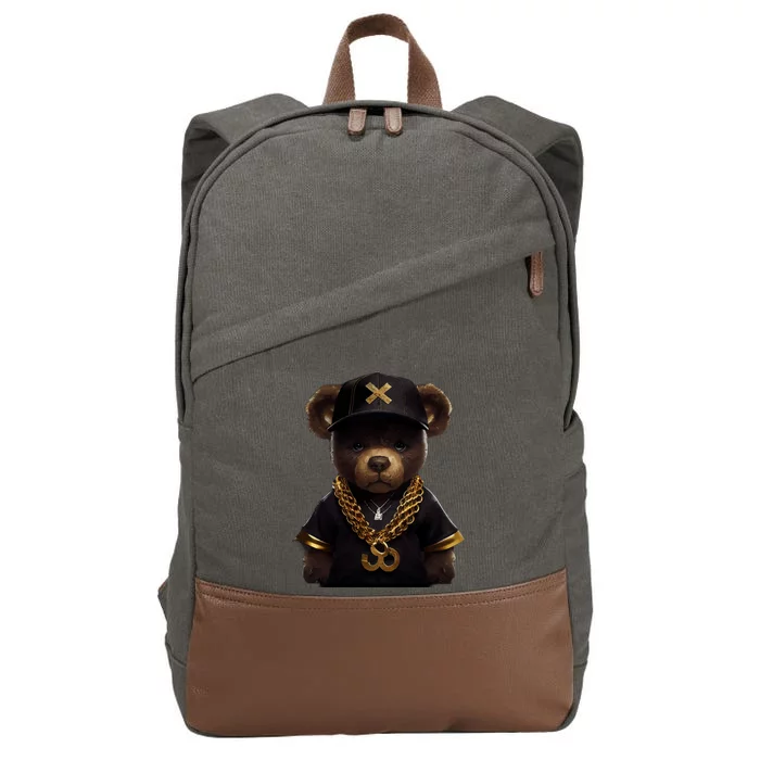 Hipster Bear Thug Cotton Canvas Backpack