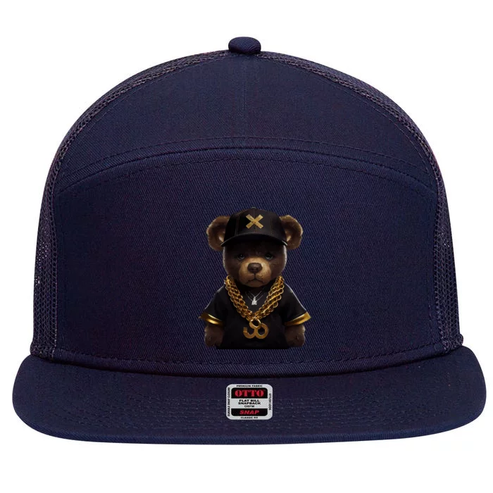 Hipster Bear Thug 7 Panel Mesh Trucker Snapback Hat