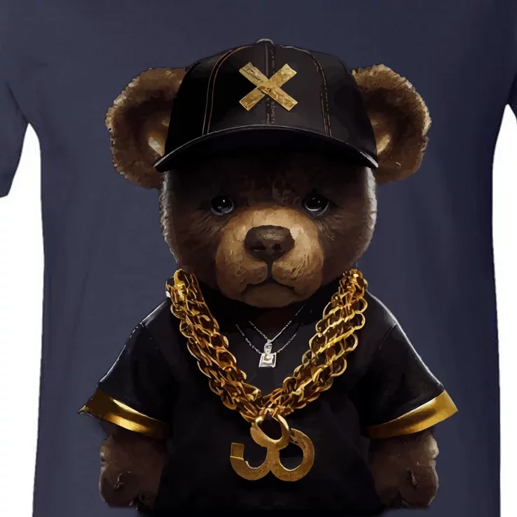 Hipster Bear Thug V-Neck T-Shirt